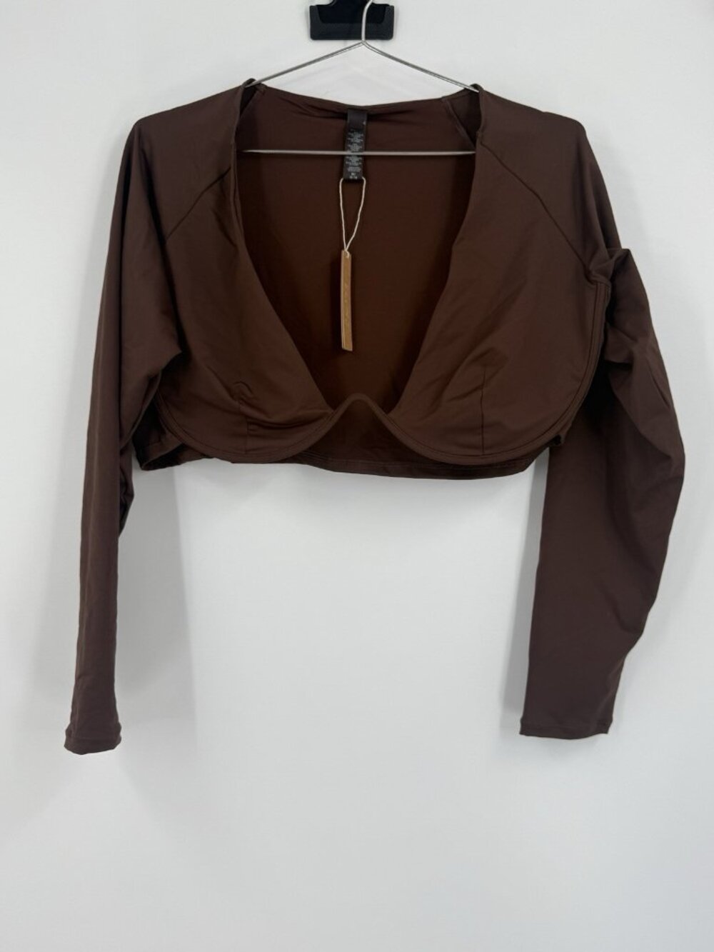 SKIMS Recycled Swim Long Sleeve Underwire Top Cocoa Brown size 3X